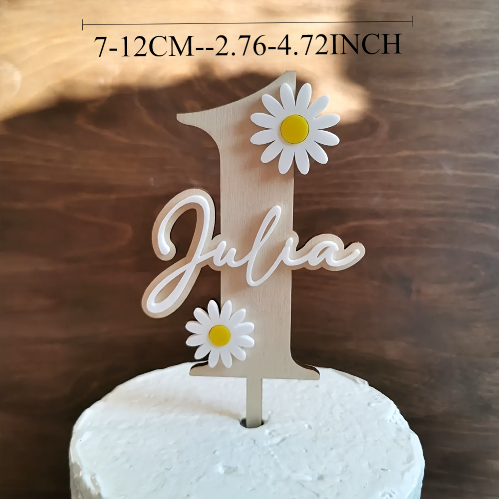 Image of 1pc Custom Wooden Top, Daisy Birthday Party Decoration, Custom Name And Age, Retro Trendy Birthday, Birthday, Suitable For The Perfect Her, Christmas, Halloween