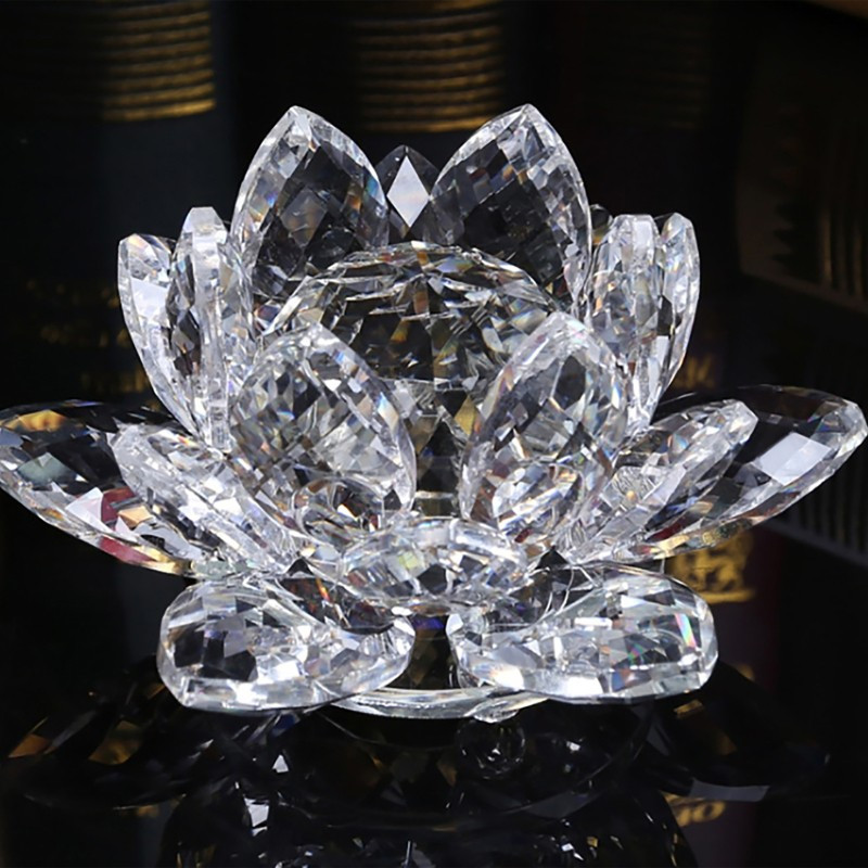 TEMU Tabletop Centerpiece Home Office Crystal Lotus Flower Figurines Glass Car Figurines