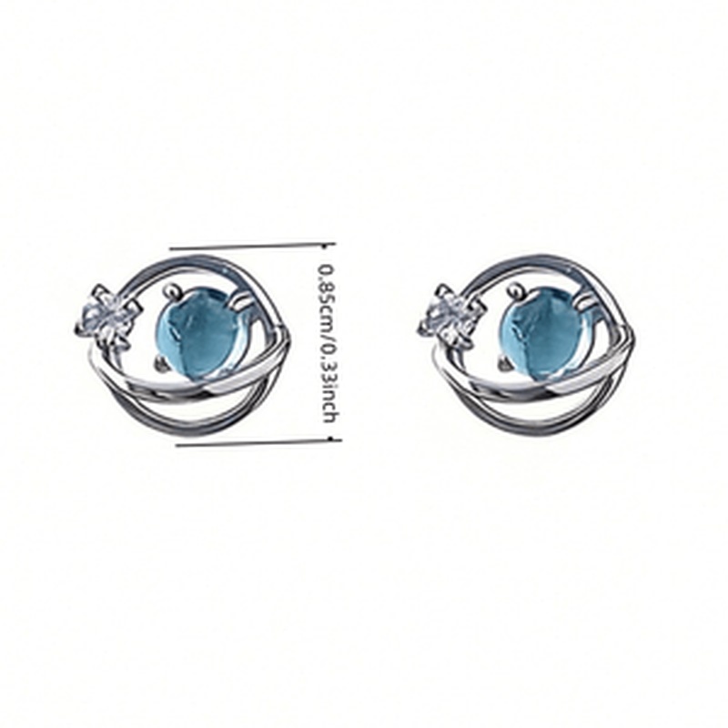 S925 Silver Saturn Moonlight Zirconia Planet Earrings