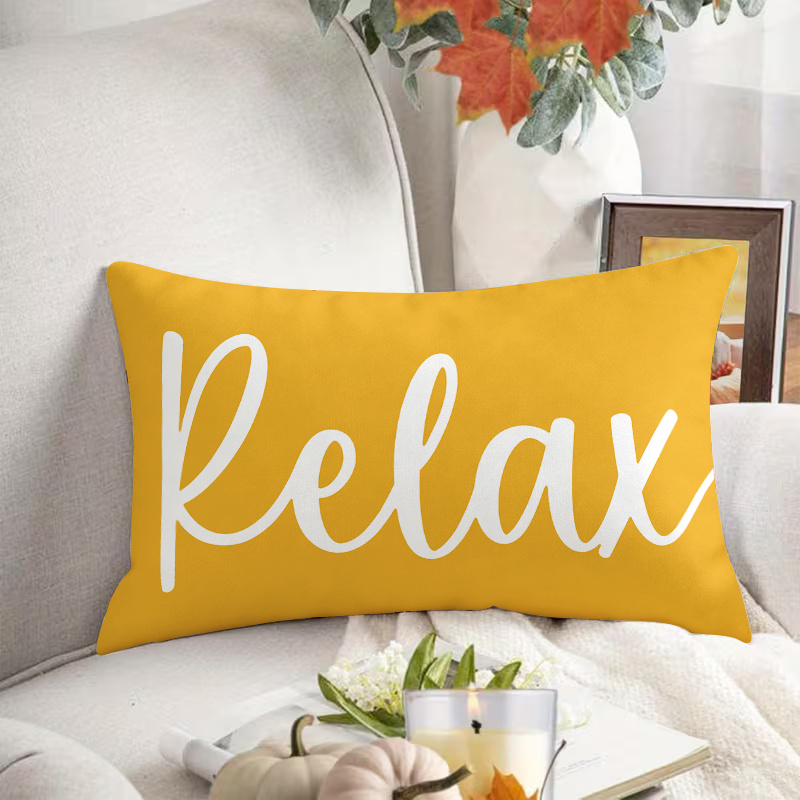 TEMU 1 pièce Taie d'oreiller 1 pièce avec "Relax" manuscrite colorée, texture apaisante et , convient pour la décoration des véhicules, chambres et