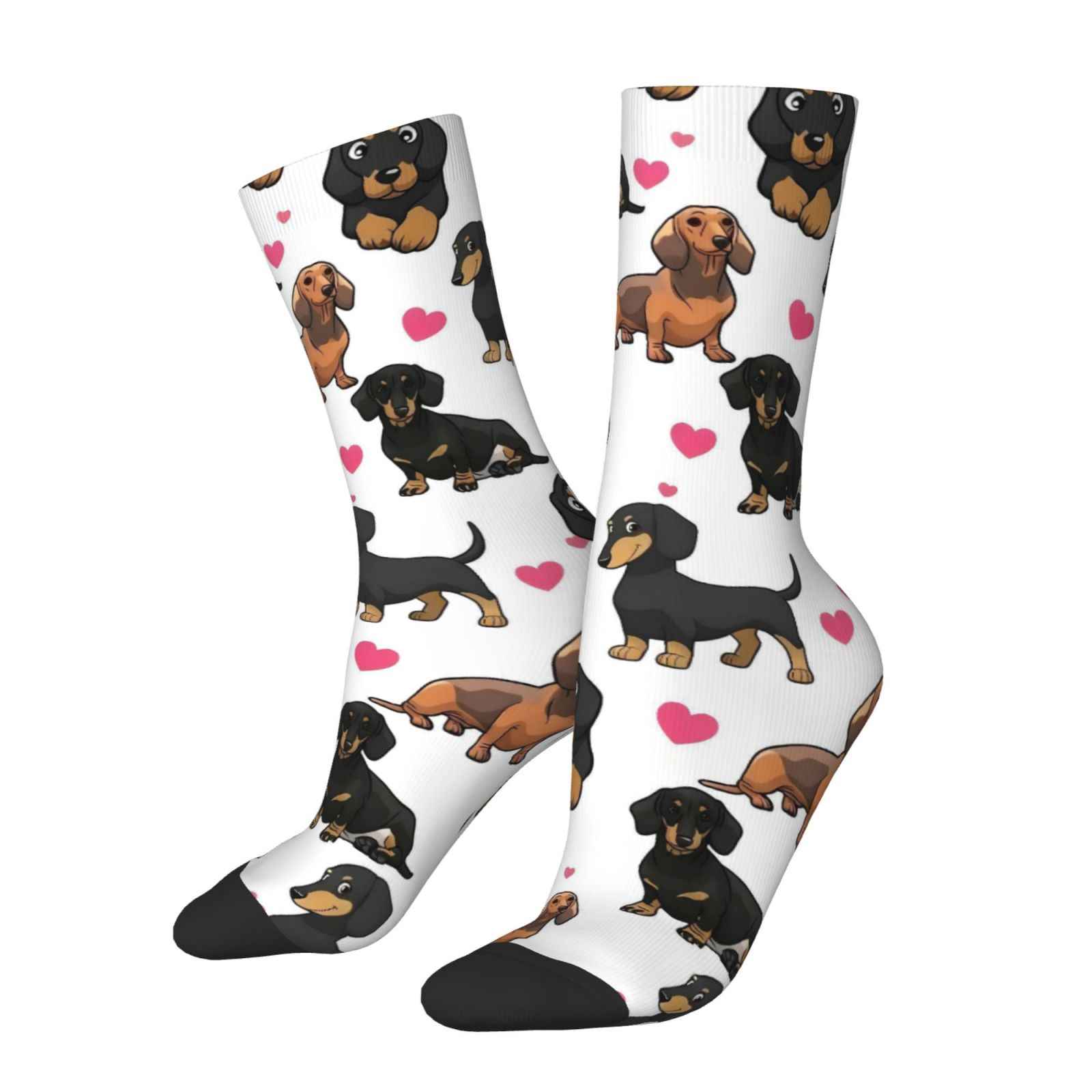 TEMU A Pair Of Unisex Outdoor Socks Featuring A Dog Heart Pattern, Mid-calf Length, Machine Washable, Suitable For Outdoor Sports Enthusiasts,