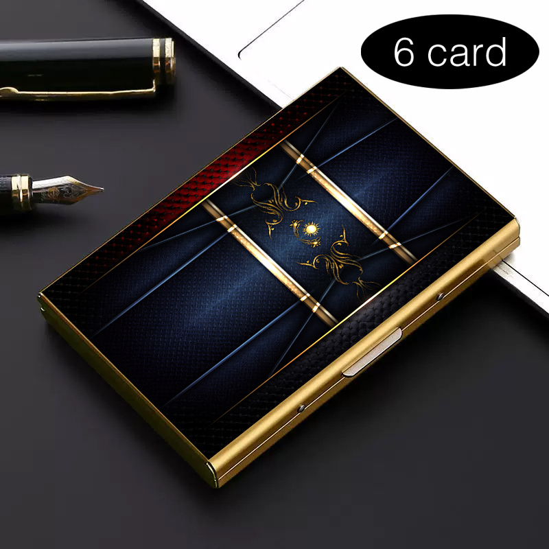TEMU 1pc High-end Metal Rfid Anti-theft Card Holder Golden Retrostylish Black Metal Wallet With Multi-compartment Design Perfect Gift For Father Day