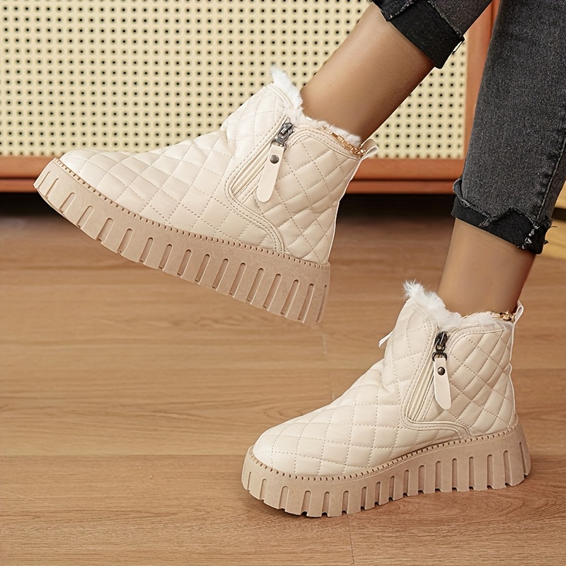 Women's Zip-Up Round-Toe Ankle Boots for Winter