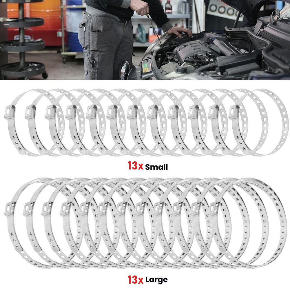 Image of 26pcs Of Axle Clamps Ranging From 20 To 120mm, 7mm In Length - Hose Clips And Ear Clamps Suitable For Vehicles