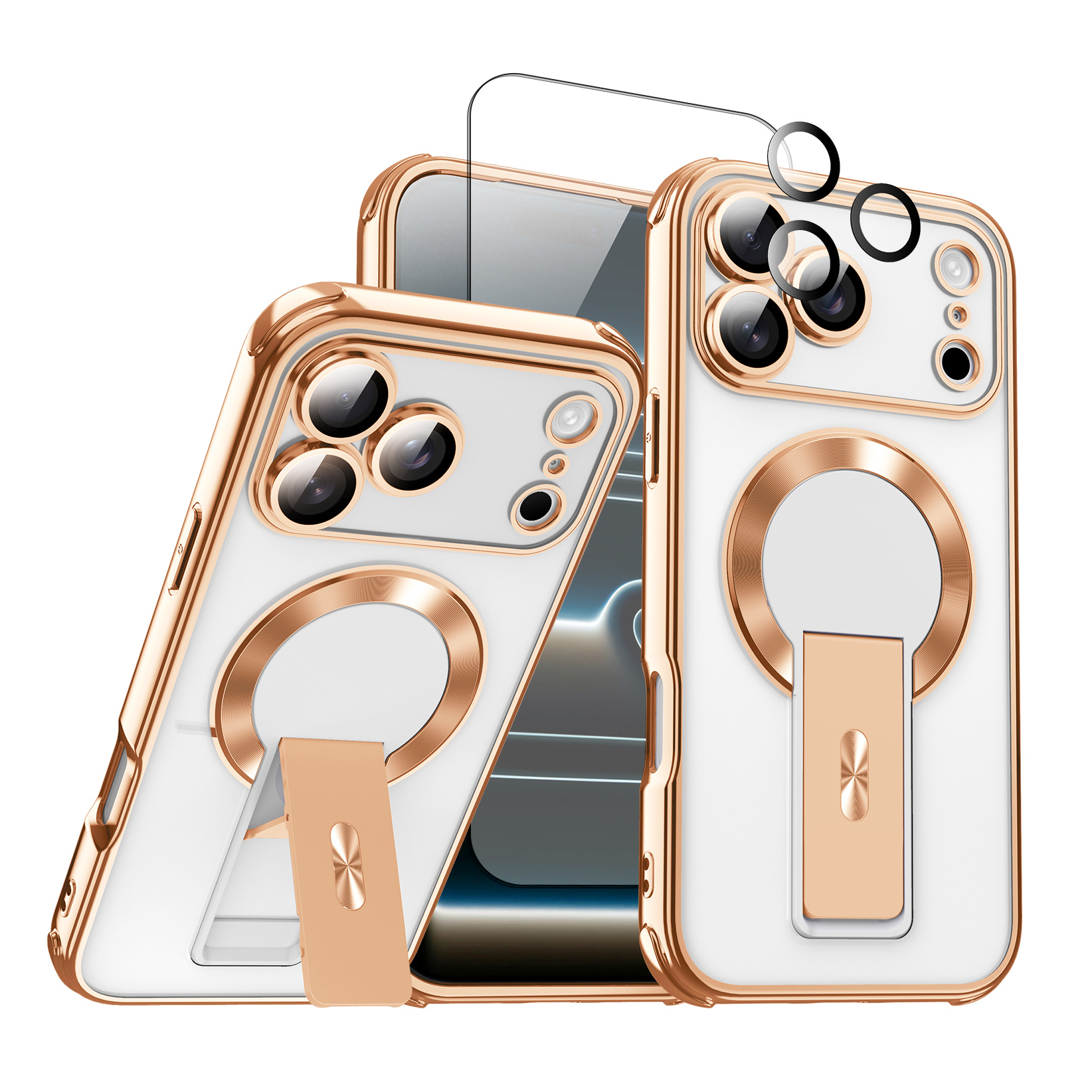 TEMU Phone Case - Kbkn-2pcs [1pc Phone Case ( With Lens Protector) 1pc Screen Protector] For Iphone 17 16 15 14 13 12 11, Four-corner Reinforced