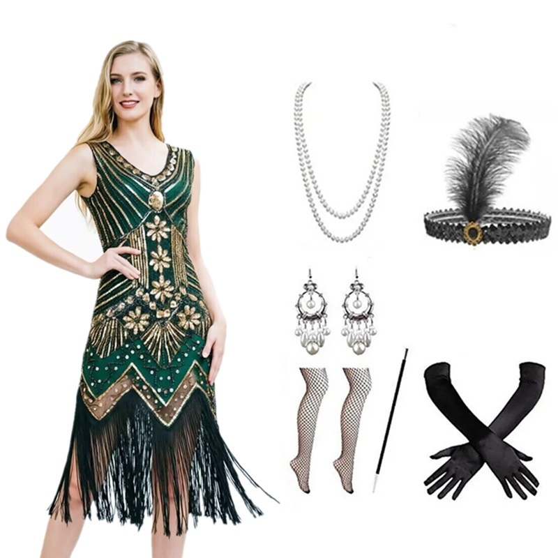 green flapper dress costume sold on Temu United States Andrea and Leo