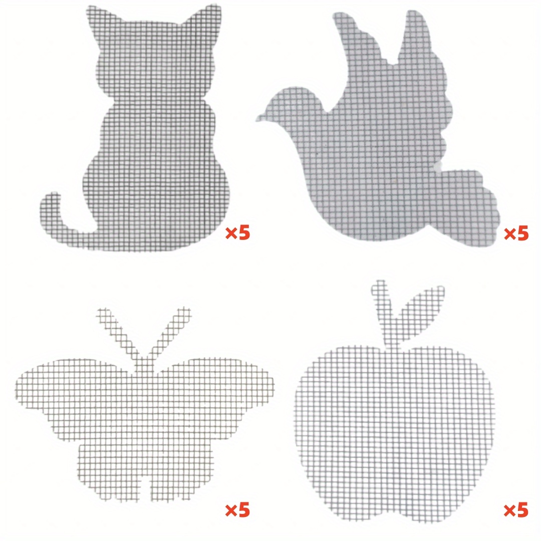 Image of A Set Of 24 Assorted Animal-shaped Patches For Repairing Doors And Windows. Waterproof Net Tapes Are User-friendly And Can Mend Tears And