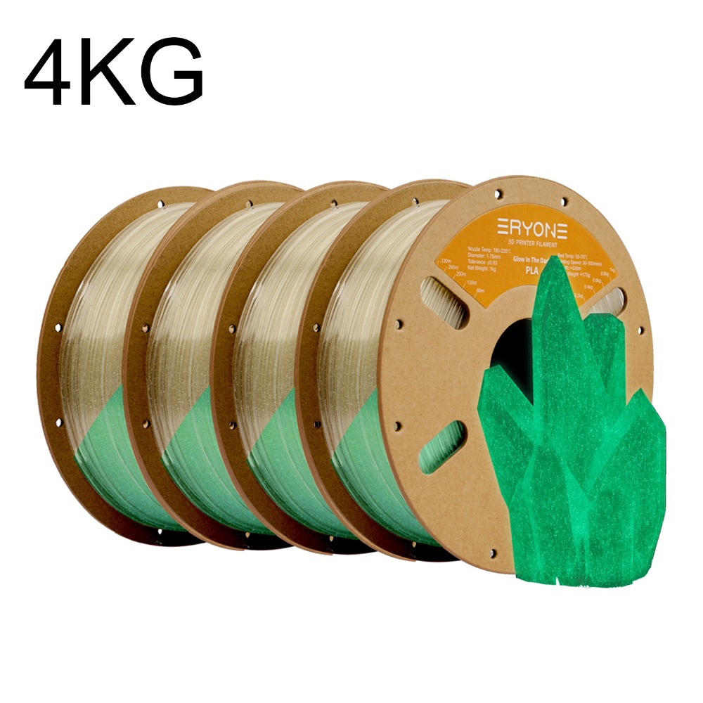 4-roll Eryone Pla -the-dark 3d Printer Filament - Glow After To Uv/blacklight, Compatible With Fff/fdm 3d Printers, Easy & Transition For -the-dark Models, Signs, Murals (pla) 4kg 1.75mm