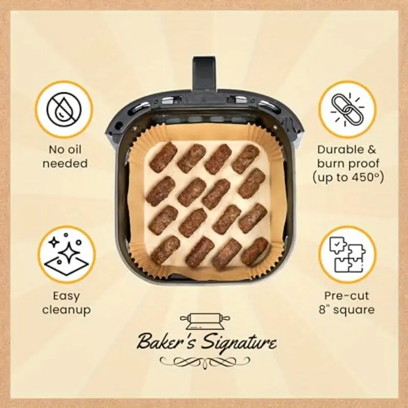250pcs air fryer liners disposable airfryer paper liners nonstick and oil proof for easy great for oven pans baking 8 square for 58 qt basket by, air fryer liners non stick, disposable air fryer paper, oven baking sheets, nonstick liners, square liners, oilproof design, heatresistant liners, material, baking sheets, cooking liners, meal preppers, home cooks Product details 3