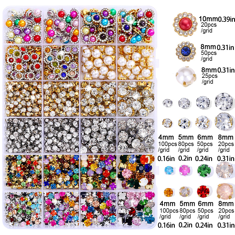 Image of 850/1250pcs Set Of Sparkling Rhinestones In Colors, Shapes, And Sizes For Garment Bags, Hats, Shoes, Crafts, Christmas Weddings, And Beauty Accessories, Rhinestones For Sewing, Sewing Supplies