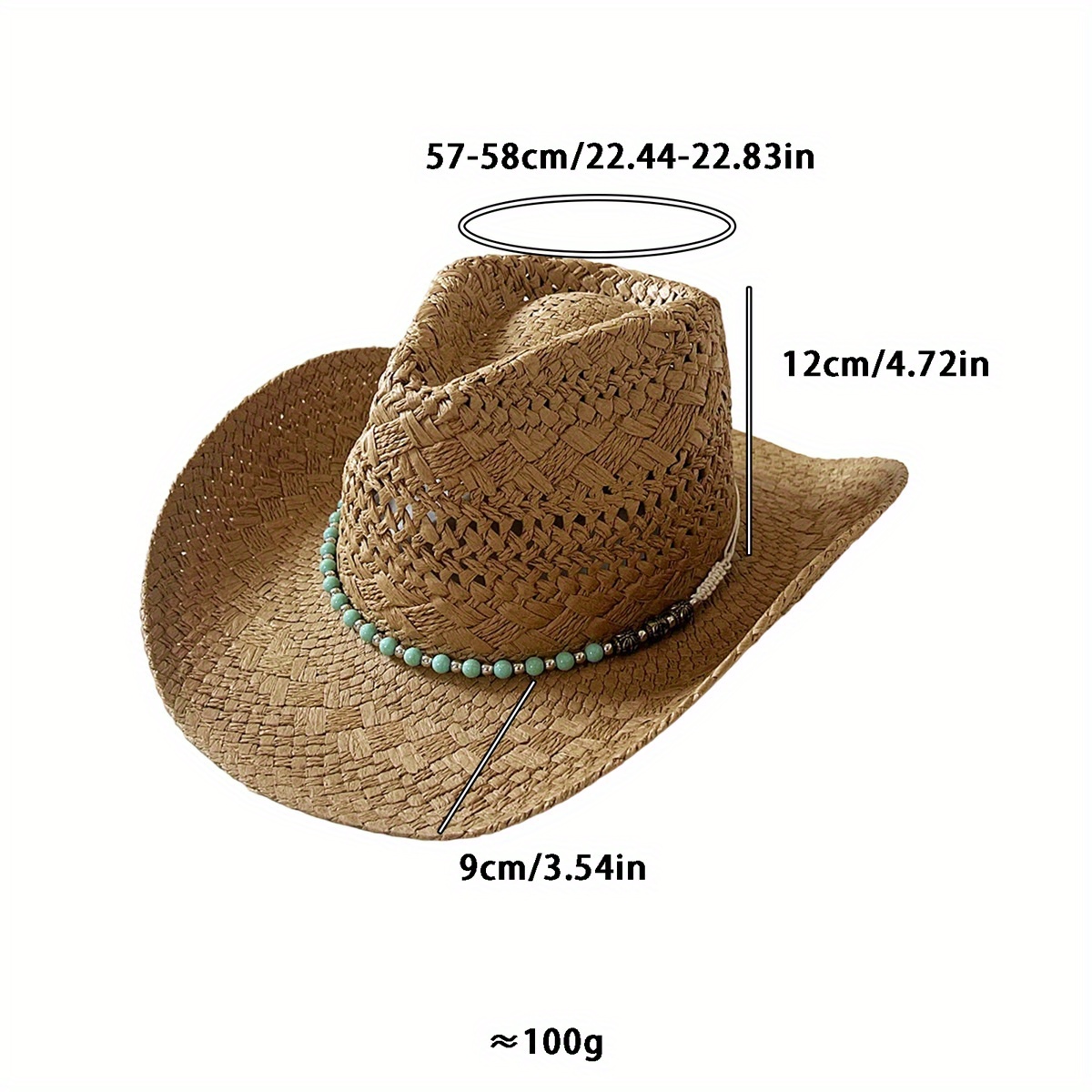 1387 Western Cowboy Hat For Women Men Wide Brim Woven Straw Cowboy Hat For Men Oversized Western 7 Inch Brim Hat | Cowboy/Outback Hat  main image 2