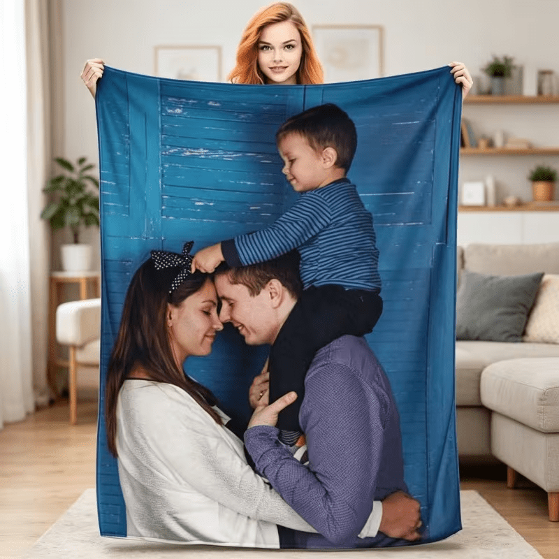 TEMU [custom] 1pc Personalized Photo Custom Pattern Flannel Blanket, Gift Blanket For