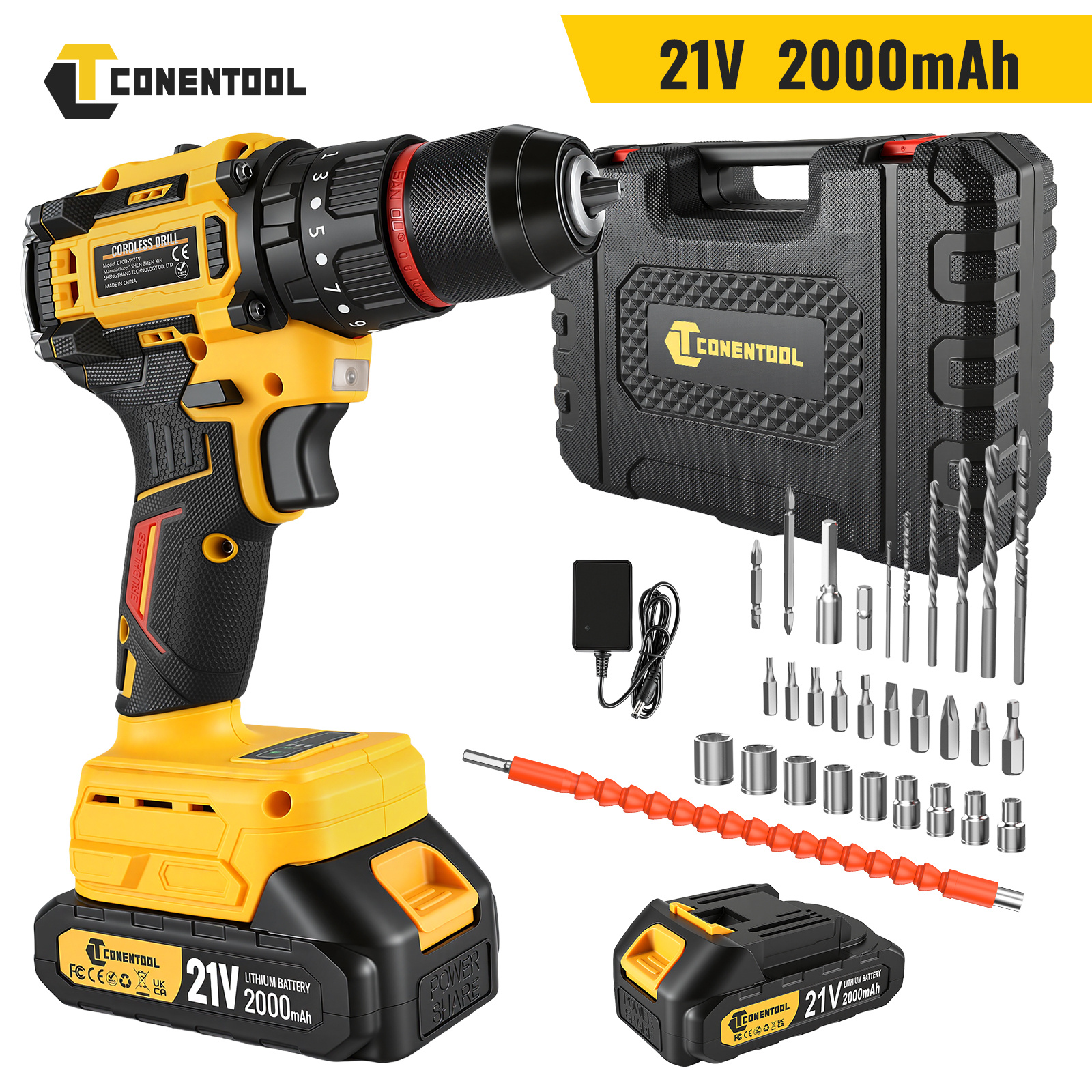 Image of Brushless Drill Set, 3-in-1 Drill/driver/impact Hammer, Dual-speed, Includes 30/90 Bits & 1/2 Batteries. Heavy-duty For Furniture, Woodworking, Metal Drilling & Outdoor Projects