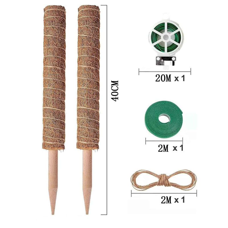 TEMU Moss Pole, Set Of 2, 40cm/16 Inches Coir Moss Stick, Ideal For Cheese Plants, Monstera , And Indoor Climbing Plants, Supports Vertical Growth