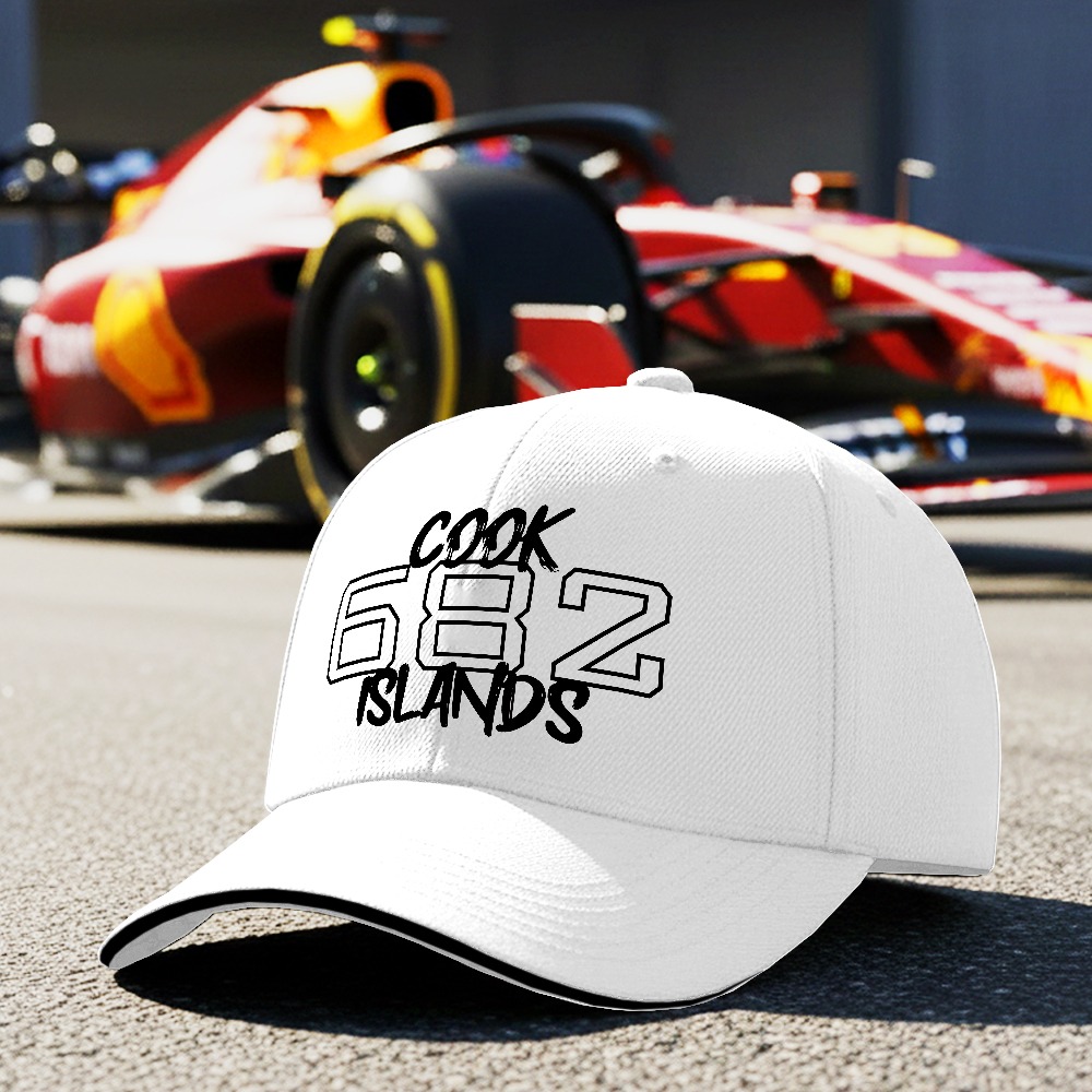 TEMU 2025 New Products 1pc Cook Islands Logo Baseball - Adjustable Unisex Outdoor Hat, Lettering Design, Quick Drying, Suitable For Fishing, Camping,