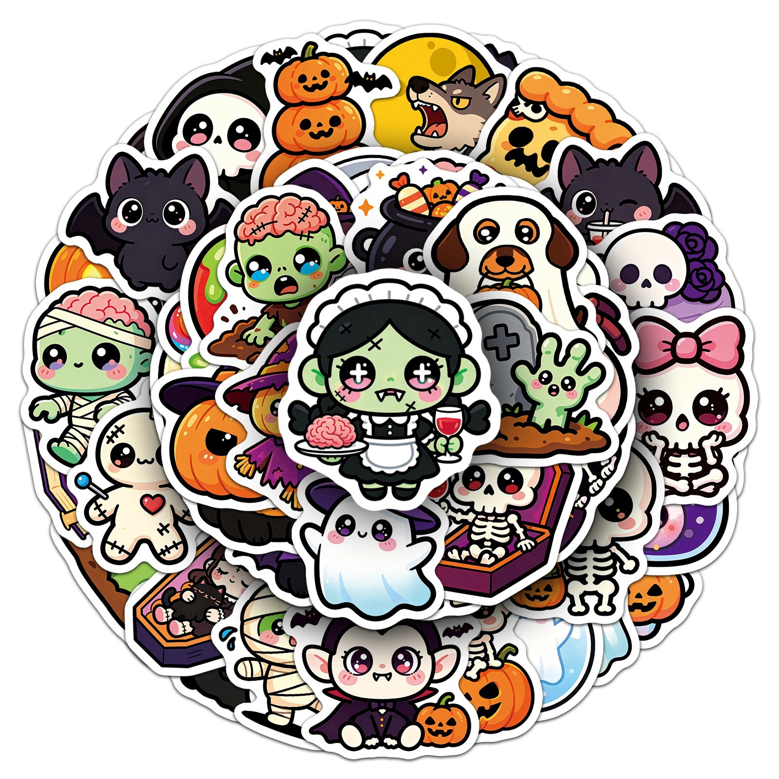 Image of 50pcs Halloween Series Graffiti Stickers Self-adhesive Graffiti Stickers, Suitable For Decorative Roller Skating And Cycling, Water Cup, , Skateboards, Luggage, Helmets, Etc