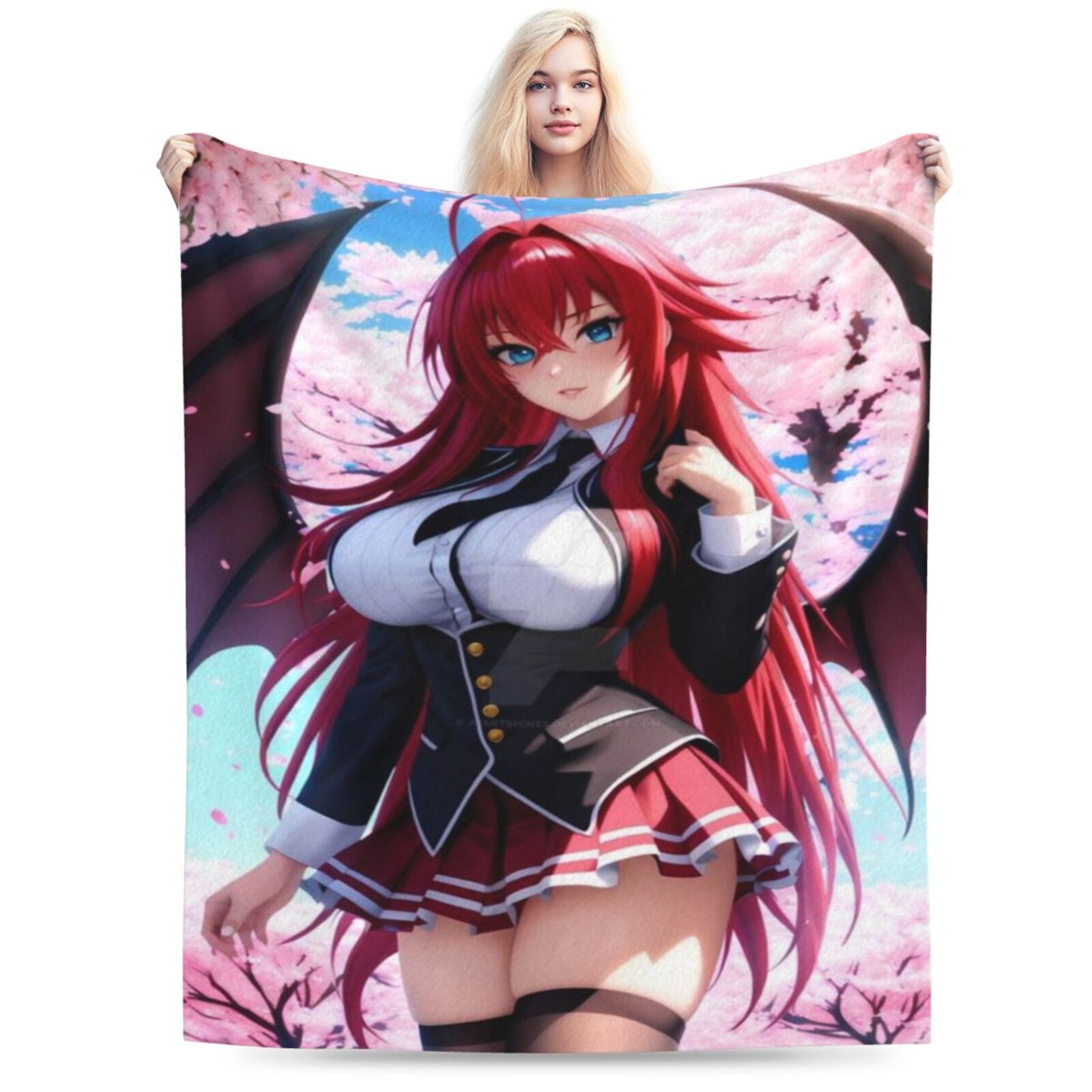 

Anime Schoolgirl Character Fleece Blanket - Soft, Warm Flannel Throw With Cherry Blossom Design, - For Sofa, Bed, Car, Office, Camping - Perfect Gift, Anime Blanket