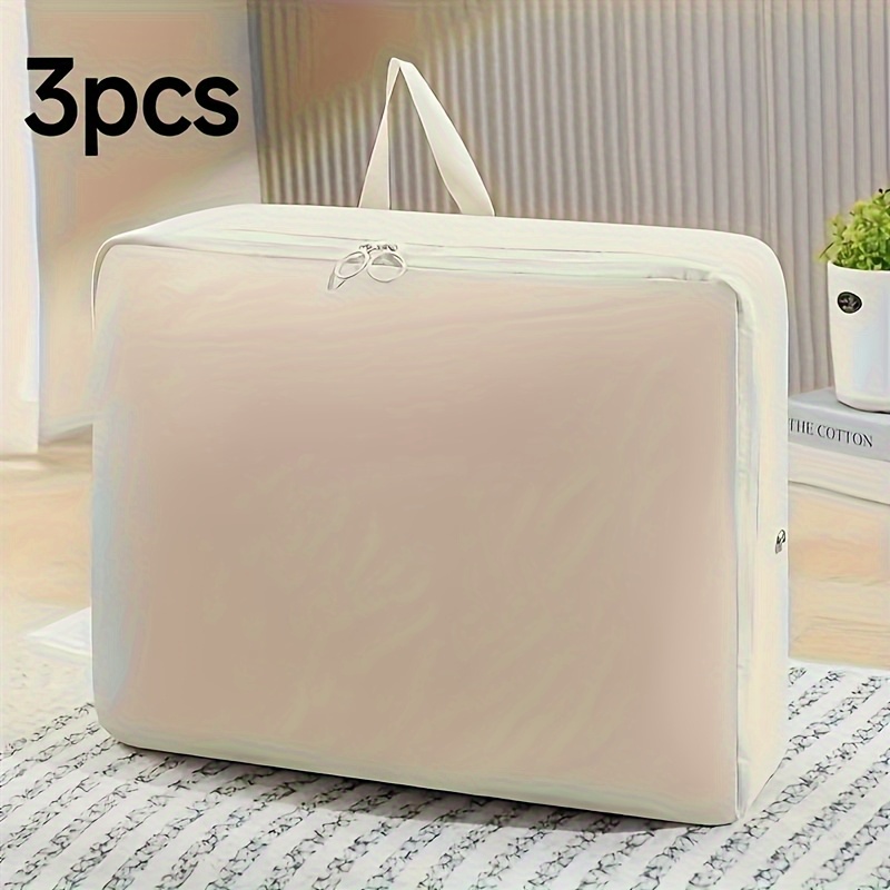 TEMU 3pcs Compressible Storage Bag, Space Saving Storage Bag, Portable Travel Storage Bag, Large Capacity Storage Cube, Zipper Closure, Luggage Gear,