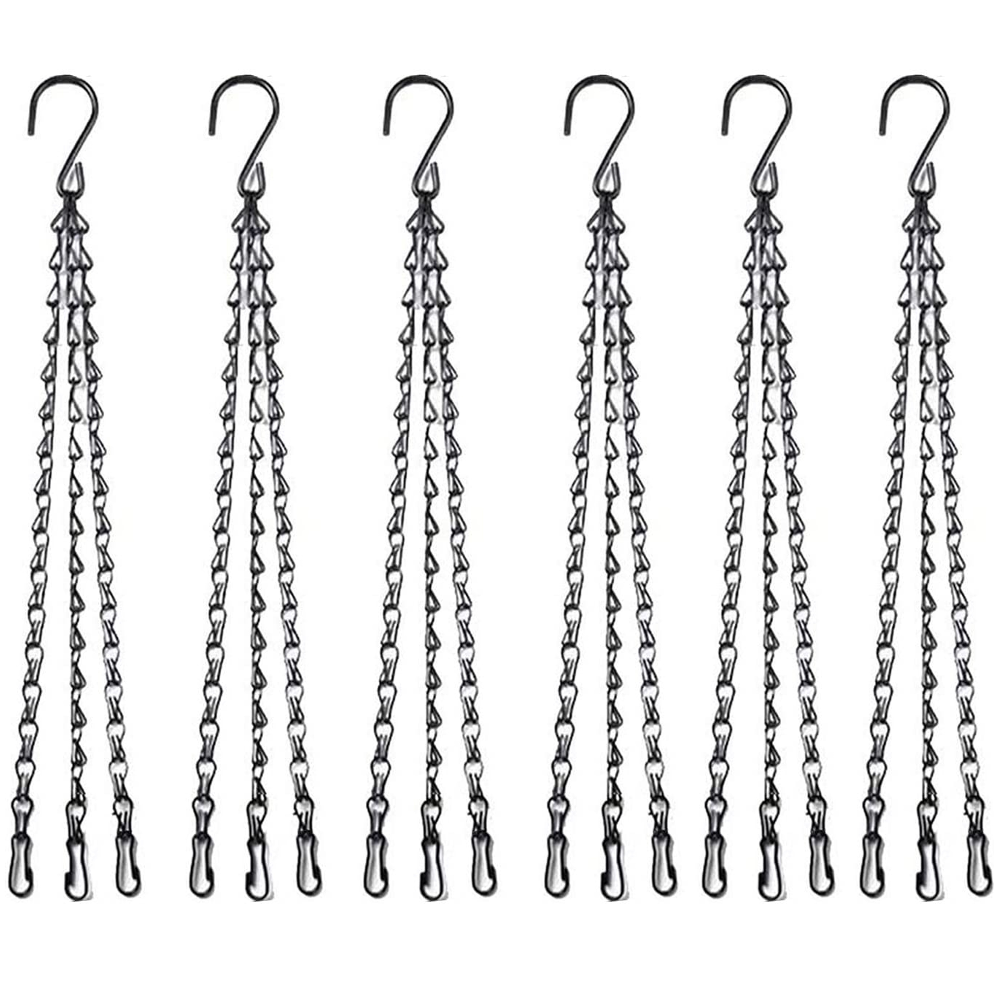 Set Of 6 Black Hanging Basket Chains With Hooks, Replacement Chains For Flower Pots, Suitable For Bird Feeders, Flower Pots, Lanterns, And Decorative Iron Chains