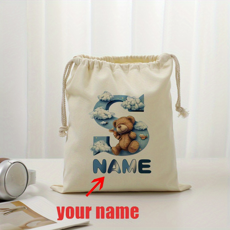 TEMU 1pc Pochette de Voyage Personnalisée Nuage & Alphabet - Organisateur à Cordon avec Nom Personnalisé pour Sèche-Cheveux, Bijoux et Accessoires -