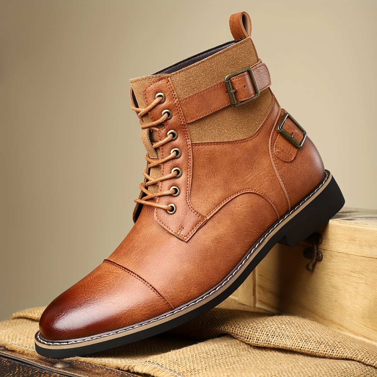 fathers day gift mens casual fashion short boots lace - Temu display picture 2