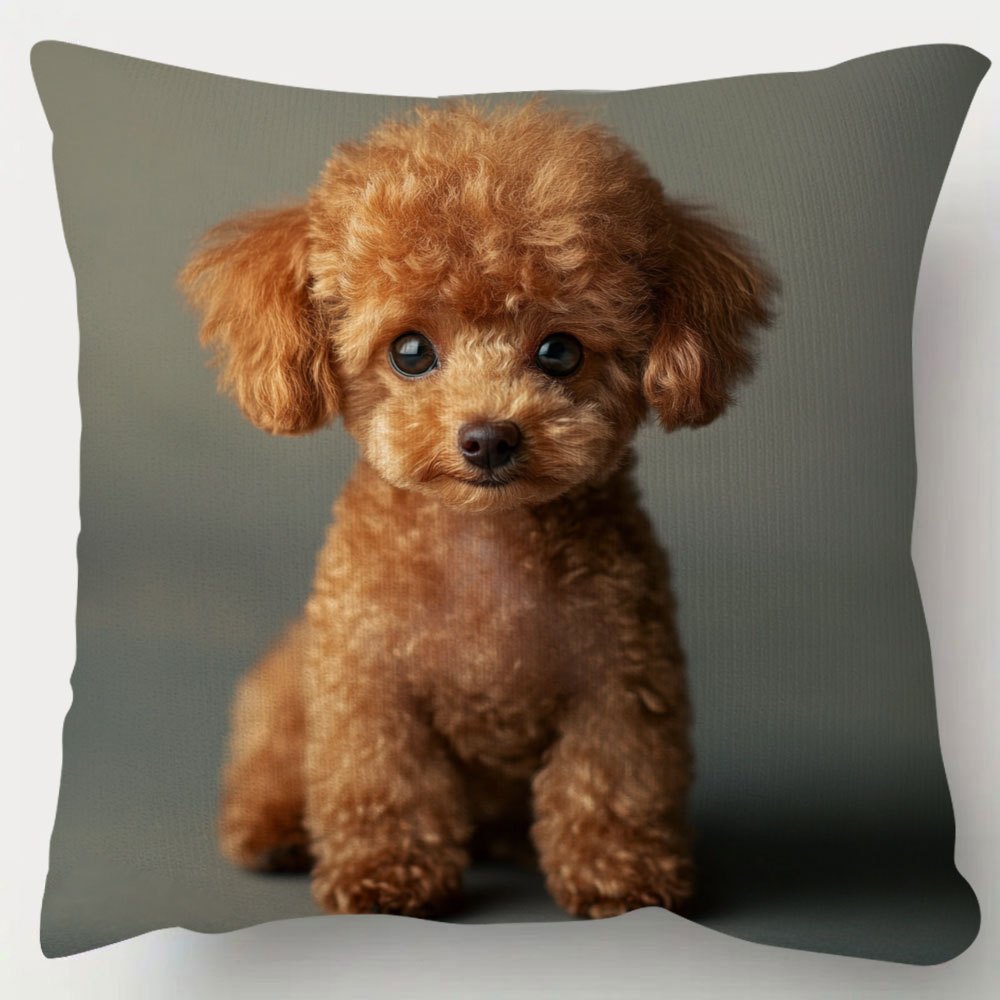 TEMU 2D 1 pz a stampa su un , realistica a tema cane Teddy marrone, con sfondo e di animali domestici , stile curativo delicato, materiale in velluto