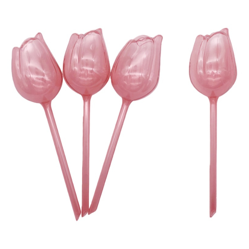 E-shop 4er-Set rosa Tulpen-Bewässerungskugeln mit schmalen Öffnungen, verlängerte Tropffrist für Topfpflanzen im Innen- und Außenbereich, Hängematten,