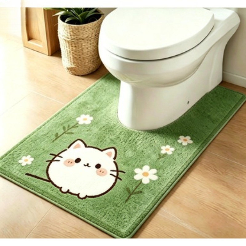 アイテム画像 かわいい子猫スタイル U字型トイレフロアマット 吸水速乾 滑り止めカーペット