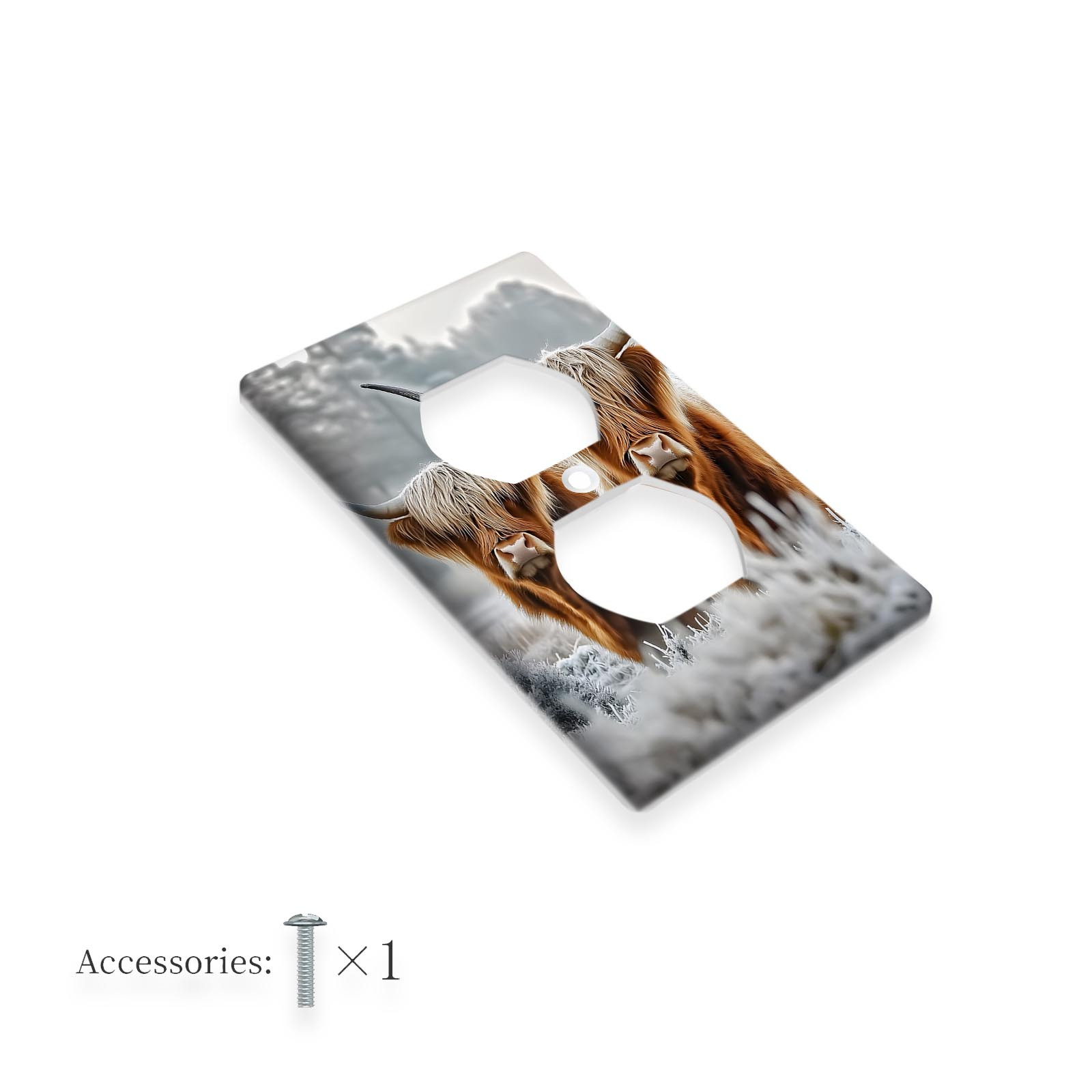 TEMU 1pc 1gang/2gang Highland Cow Light Switch Cover Plate Decorative Wall Plate Electrical For Country Bathroom Bedroom Decor