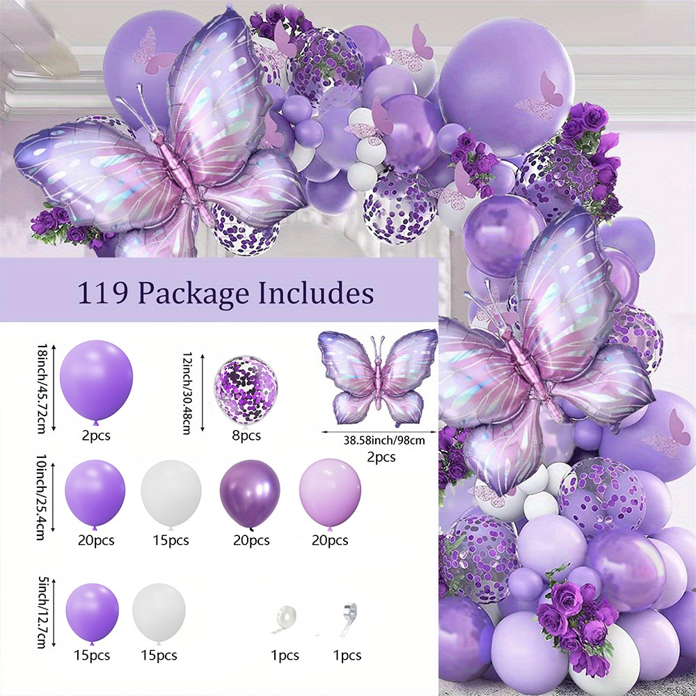 Image of 119pcs Purple Balloon Garland Arch Kit, Purple Balloon Set, Wedding Decor, Birthday Party Decor, Anniversary Decor, Holiday Decor, Indoor Outdoor Decor, Home Decor, Room Decor For Christmas, Halloween
