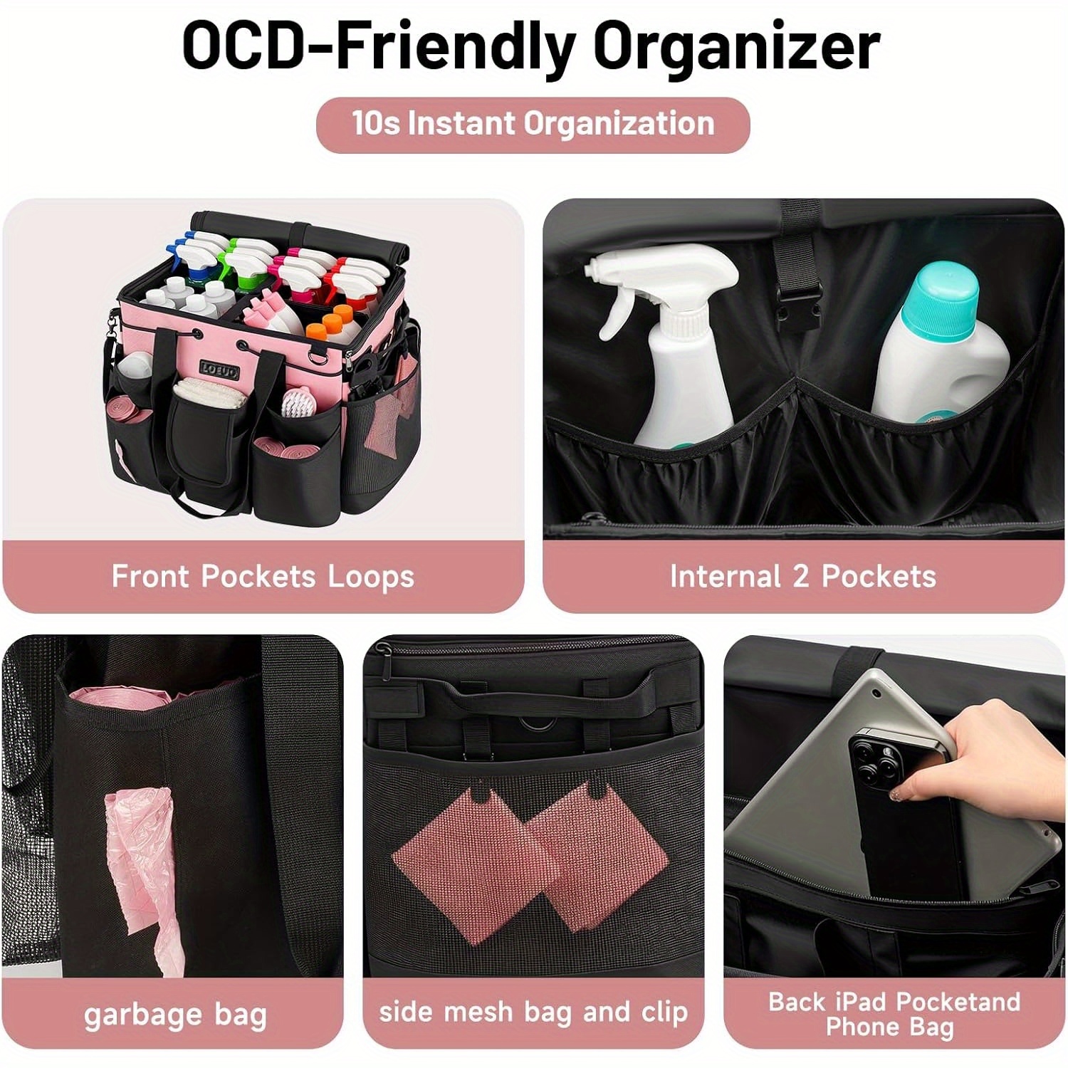 Large Cleaning Caddy Organizer with Wheels - Heavy-Duty Metal... product image 7