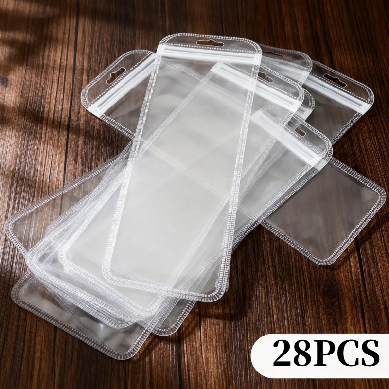 TEMU Transparent Reusable Plastic Zipper Jewelry Storage Bags, Hangable Storage Pouches, Sealable, Anti-oxidation, And Dustproof – Long Design