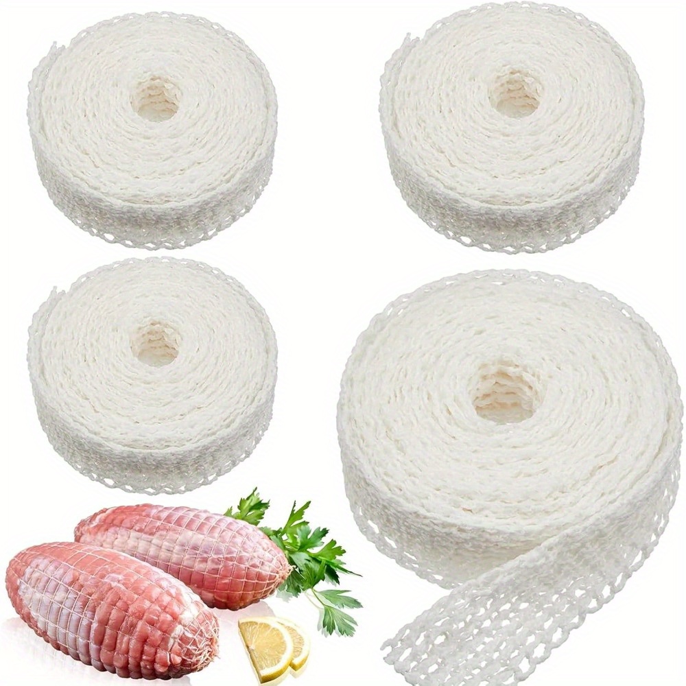 4pcs Meat Net Rolls, 16-hole Elastic Net, Smoked Meat, Poultry Net, Butcher Shop, Wrapping Net Rolls, Meat Cooking, Beef Net Rolls For Sausage Making