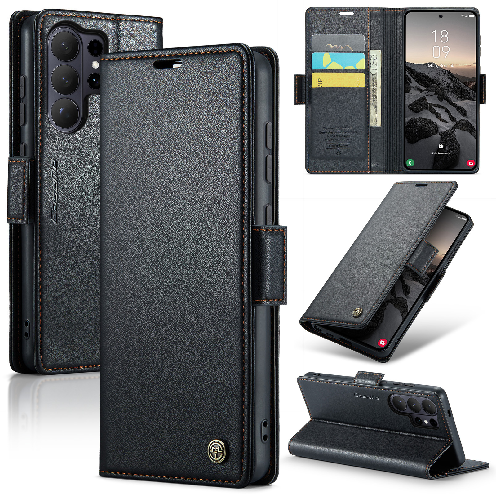E-shop Handyhülle: Hülle für for Samsung S26 Ultra, Geldbörsen-Hülle aus PU, magnetische Folio-Hülle mit Kartenhalter, Kickstand, stoßfeste, langlebige