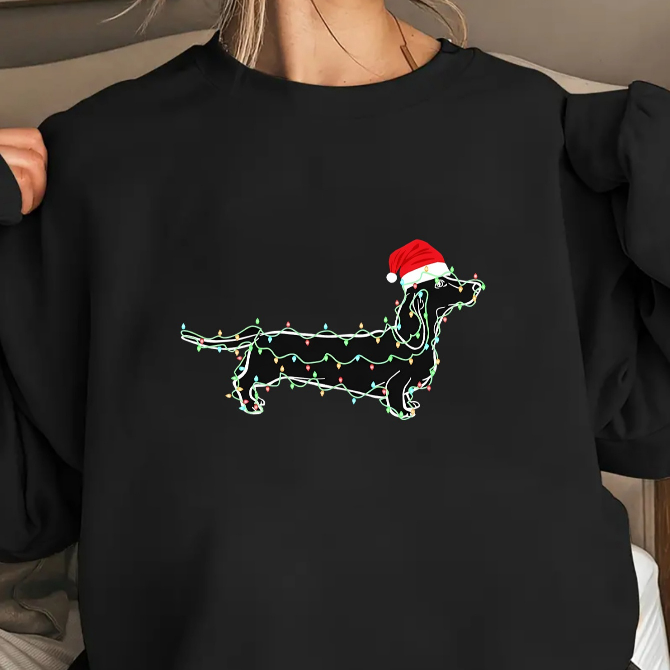 

Christmas Lights Graphic Sweatshirt - Pullover , 100% Knit , Adult Unisex