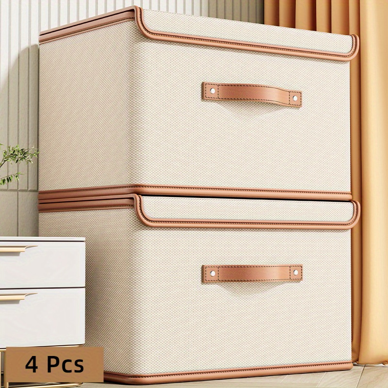 

4pcs Classic Nylon Storage Boxes With - Waterproof Rectangular Multipurpose Organizer Bins For Clothes And , Under-bed Storage, Closet Organizers And Storage, Under-bed Storage