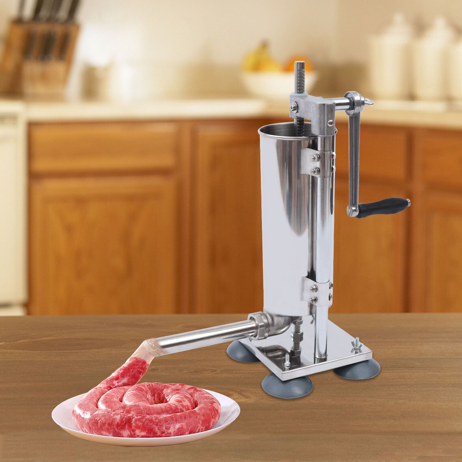 TEMU A Stainless Steel Vertical Maker With A 6lbs Capacity, Used For Making -style Sausages, Sausages, And Chicken Sausages.