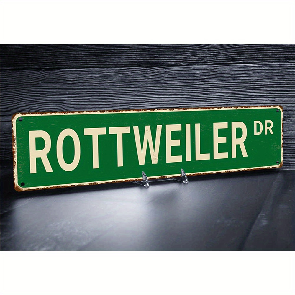 TEMU Aluminum C, A Simple Aluminum "rottweiler" Wall Hanging - 3.94" X 15.75", Vintage Green And White Decor, Suitable For Home, Garage, Bar,