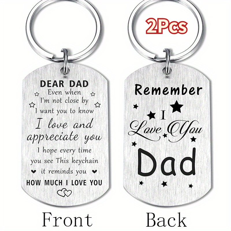 

2pcs Remember I Love You Dad Keychain - Engraved Birthday & Fathers Day Gift From Daughter Son - Design, Emotional Keepsake