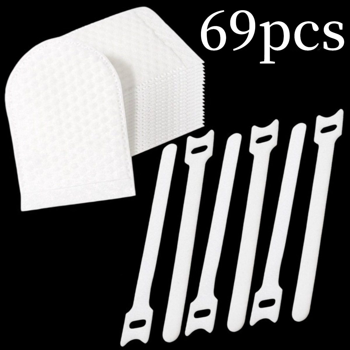 69pcs Polyester Kitchen Faucet Filter Bag Set, Includes 64 And 5 Fastening Straps, Drain Pipe Filter, High- Pre-filter For Intercepting Rust, Sediment, And Impurities, Practical Purification Accessory