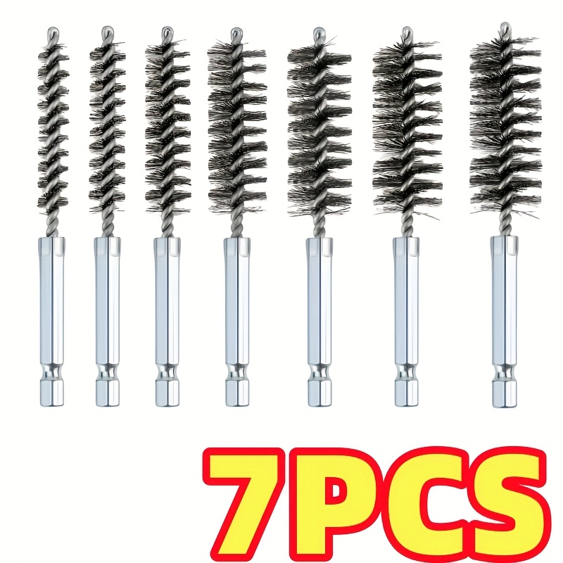 E-shop 7-teiliges/Set S Multifunktionales Edelstahl-Drahtrohr-Bürsten-Set | Multi-Spezifikation für Entgraten, Rostentfernung, Polieren, 1/4 Zoll