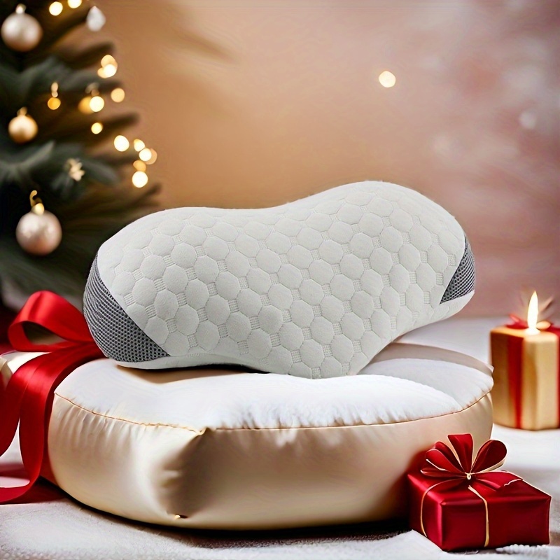 Ergonomic USB Powered Memory Foam Neck Pillow with Heat and Vibration Massage, Breathable Design for Bedtime Comfort and Relaxation, Ideal Holiday Gift, No Battery Required