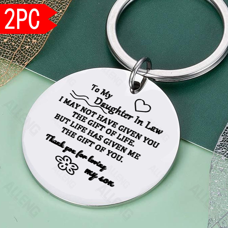 

2pcs Daughter In Law Keychain Daughter-in-law Gift Ideas Gift For Daughter In Law Wedding Day Christmas Birthday Gift For Daughter In Law Day Gift For Daughter In Law, Best For Christmas