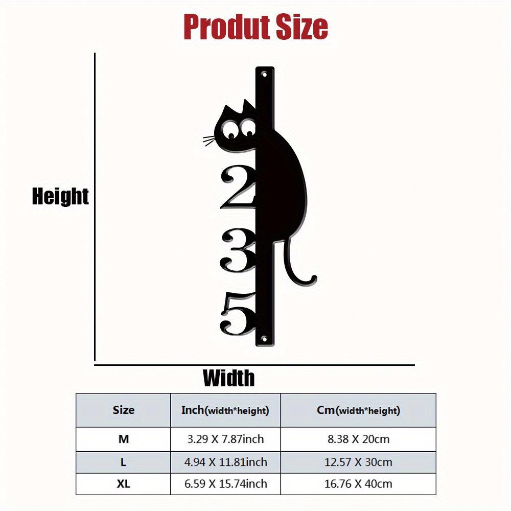 TEMU 1pc Panneau de Numéro de Maison en Métal de Chat Personnalisé – Plaque de Nom de Compagnie Personnalisée & Plaque de Rue pour Décoration