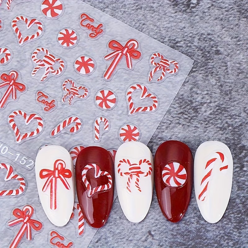 TEMU Pegatinas de uñas de invierno con y Para Caminar de caramelo, bonitas
