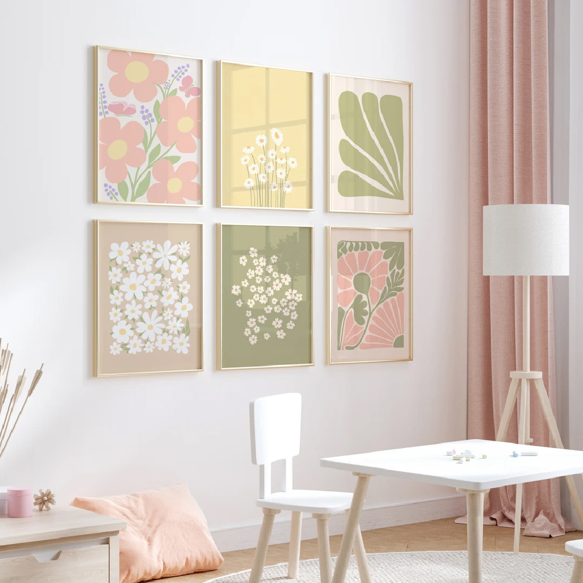 TEMU 6pcs Set, Wall Art, Vintage Poster, Bohemian Pastel Art Print, Abstract Botanical Modern Canvas Painting, Perfect Decoration For Bedroom And
