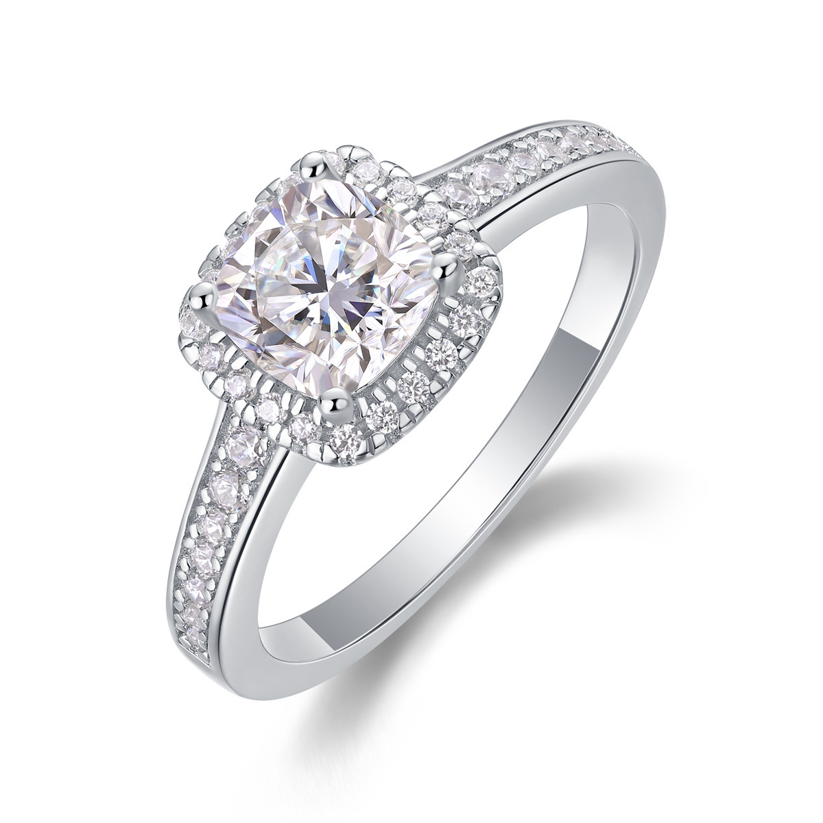 S925 Silver Moissanite Light End Ring, Men Women, No Fade