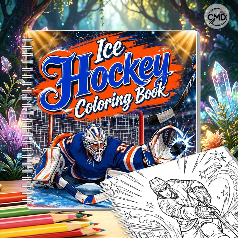 TEMU Livre de coloriage à spirale sur le thème du hockey sur glace CMD, 24 pages d'art relaxant et anti-stress sur le thème des gardiens de but, pour