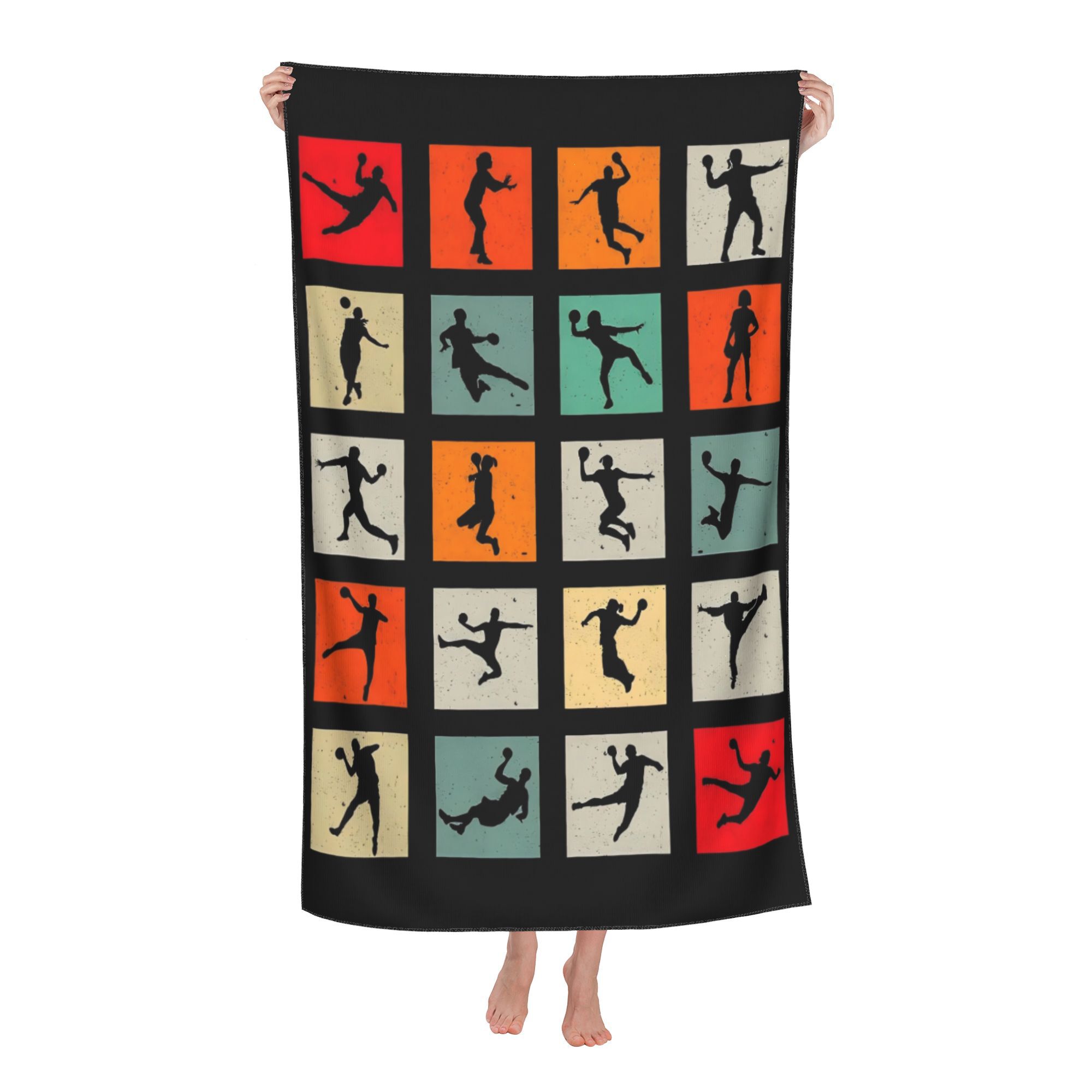 TEMU Handball Players, European And Design, Microfiber Beach Towel, Fashionable Patterns, An Companion For Swimming, Gym, And Yoga, The Top For Gifts
