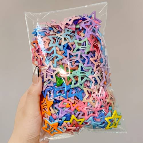item picture random assortment of 21 colors macaron colored multicolor hollow out five pointed clips side hair clip for flyaways versatile decorative hairpin for casual outfits an look suitable for halloween